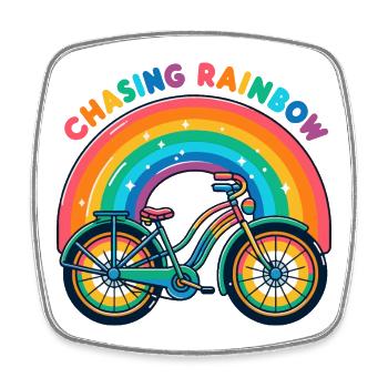 Conception de vélo Chasing Rainbow - Magnet carré - blanc - Devant