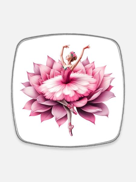 Danseuse de ballet avec tutu - Magnet carré - blanc
