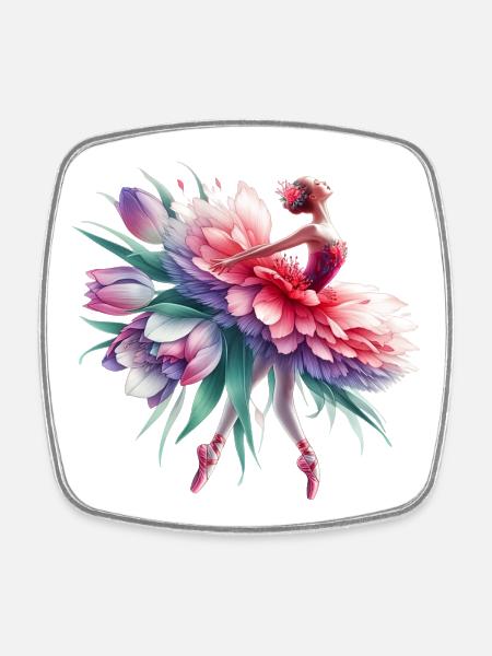 Danseuse de ballet avec tutu - Magnet carré - blanc