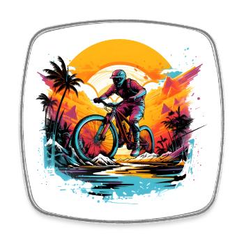 Mountainbiken - Viereckiger Kühlschrankmagnet - Weiß - Vorne