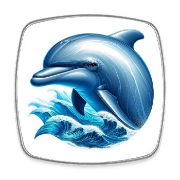 Delfin - Viereckiger Kühlschrankmagnet - Weiß - Vorne