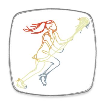 Filles Lacrosse Style Rétro - Magnet carré - blanc - Devant