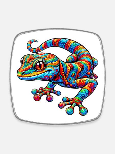 Gecko - Magnet carré - blanc