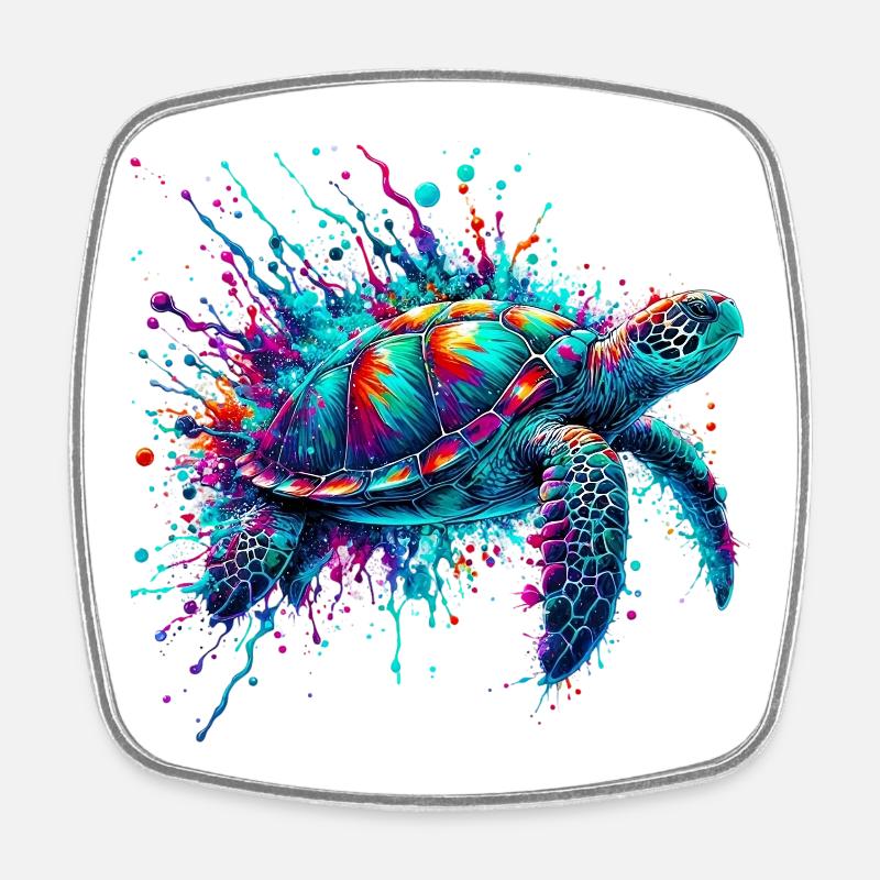 Schildkröte - Viereckiger Kühlschrankmagnet - Weiß