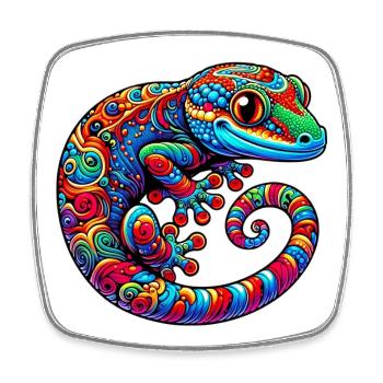 Gecko - Viereckiger Kühlschrankmagnet - Weiß - Vorne