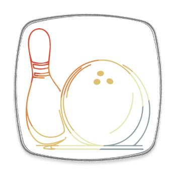 Bowlingkugel und Pin Skizze - Viereckiger Kühlschrankmagnet - Weiß - Vorne
