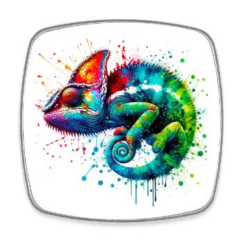 Chameleon - Square fridge magnet - white - Front