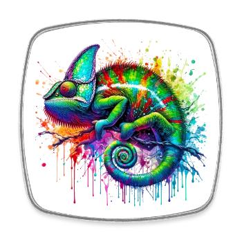 Chameleon - Square fridge magnet - white - Front