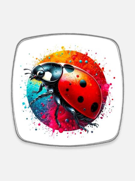 Coccinelle - Magnet carré - blanc