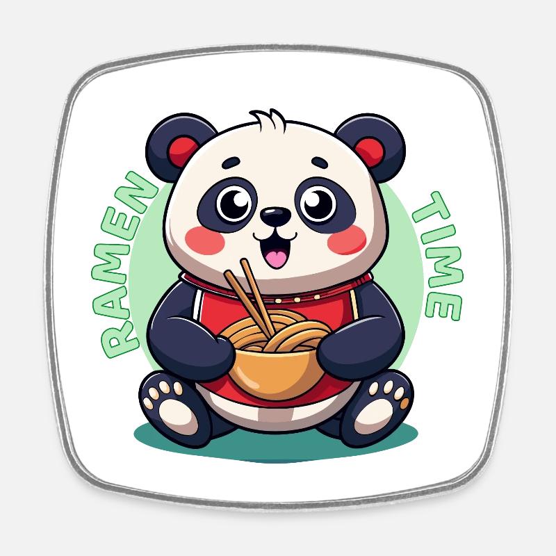 Ramen-Panda Zeit - Viereckiger Kühlschrankmagnet - Weiß