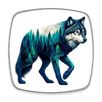 Wolf - Square fridge magnet - white - Front
