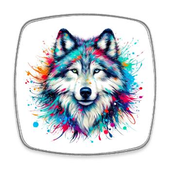 Loup - Magnet carré - blanc - Devant