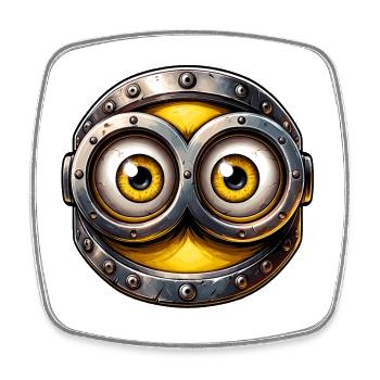 Steampunk Cyberpunk Gelbe Augen Design - Viereckiger Kühlschrankmagnet - Weiß - Vorne