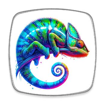 Chameleon - Square fridge magnet - white - Front