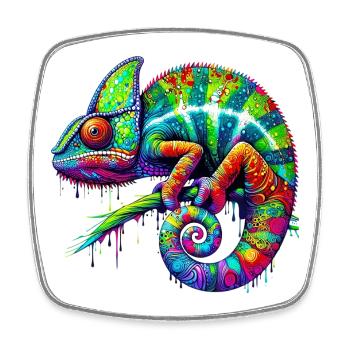Chameleon - Square fridge magnet - white - Front