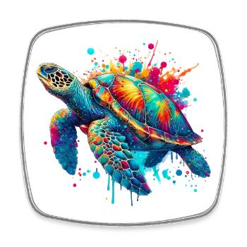 Schildkröte - Viereckiger Kühlschrankmagnet - Weiß - Vorne