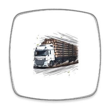 timber transport, timber, truck, forestry, long timber, occupation, forest - Square fridge magnet - white - Front