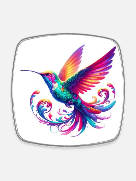 Hummingbird - Square fridge magnet - white