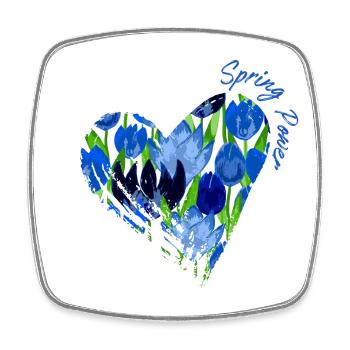 Blue Tulip Heart: Spring Power - Viereckiger Kühlschrankmagnet - Weiß - Vorne