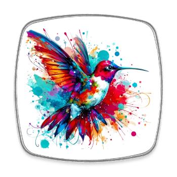 Colibri - Magnet carré - blanc - Devant