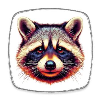 Raccoon - Square fridge magnet - white - Front