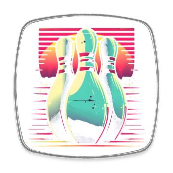 Bowling Synthwave - Square fridge magnet - white - Front