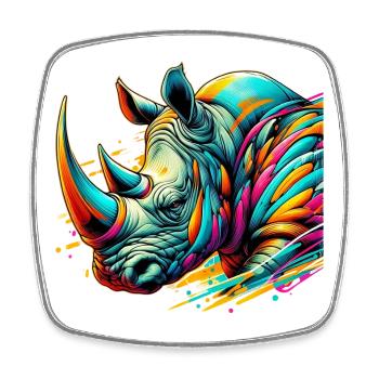 Rhinoceros - Square fridge magnet - white - Front