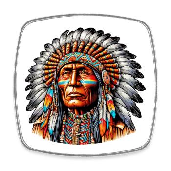 American Indian American Red Skin - Square fridge magnet - white - Front