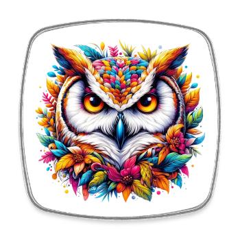 Hibou - Magnet carré - blanc - Devant