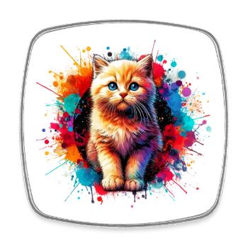 Cat - Square fridge magnet - white - Front