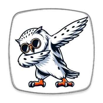 Cool Snowy Owl Dabbing Pose - Square fridge magnet - white - Front