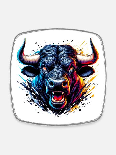 Bull - Square fridge magnet - white