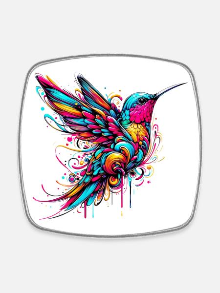 Hummingbird - Square fridge magnet - white