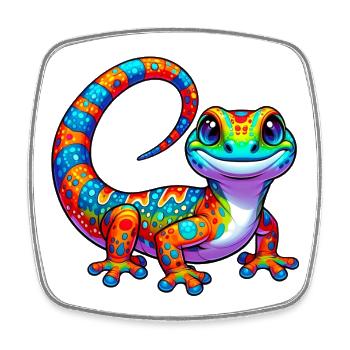 Gecko - Viereckiger Kühlschrankmagnet - Weiß - Vorne