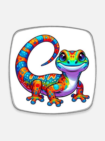 Gecko - Square fridge magnet - white