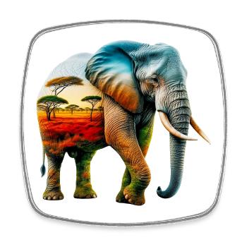 Elefant - Viereckiger Kühlschrankmagnet - Weiß - Vorne