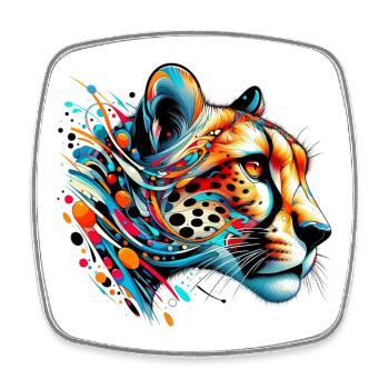 Cheetah - Square fridge magnet - white - Front
