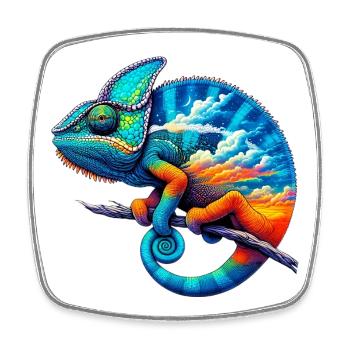 Caméléon - Magnet carré - blanc - Devant