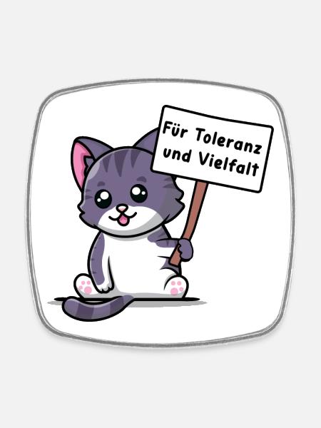 Kittehs für Toleranz und Vielfalt - Viereckiger Kühlschrankmagnet - Weiß