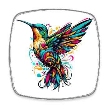 Kolibri - Viereckiger Kühlschrankmagnet - Weiß - Vorne