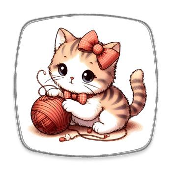 Katzenspiel - Viereckiger Kühlschrankmagnet - Weiß - Vorne