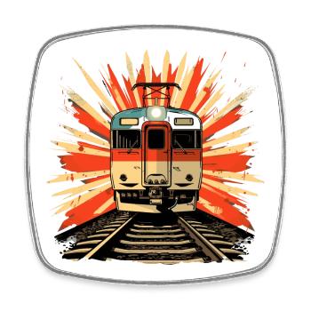 Railroad Illustration - Square fridge magnet - white - Front