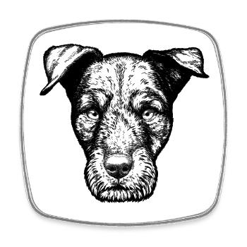 Hunting Terrier Portrait - Square fridge magnet - white - Front