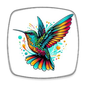 Colibri - Magnet carré - blanc - Devant