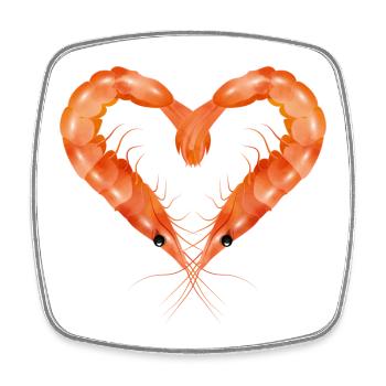 two prawns or shrimps designed in heart shape - Square fridge magnet - white - Front