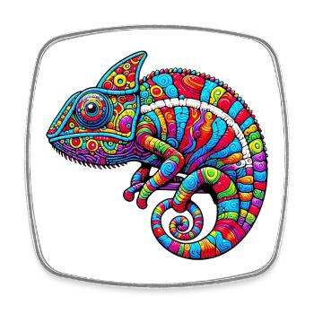 Chameleon - Square fridge magnet - white - Front