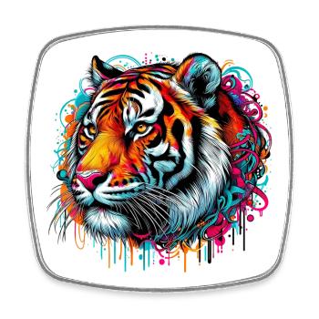 Tiger - Viereckiger Kühlschrankmagnet - Weiß - Vorne