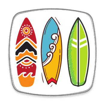 Planches de surf - Magnet carré - blanc - Devant