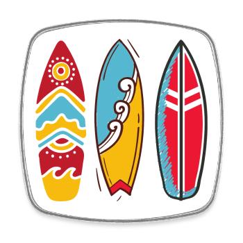 Three pop art surf boards - Square fridge magnet - white - Front