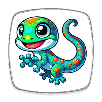 Gecko - Viereckiger Kühlschrankmagnet - Weiß - Vorne